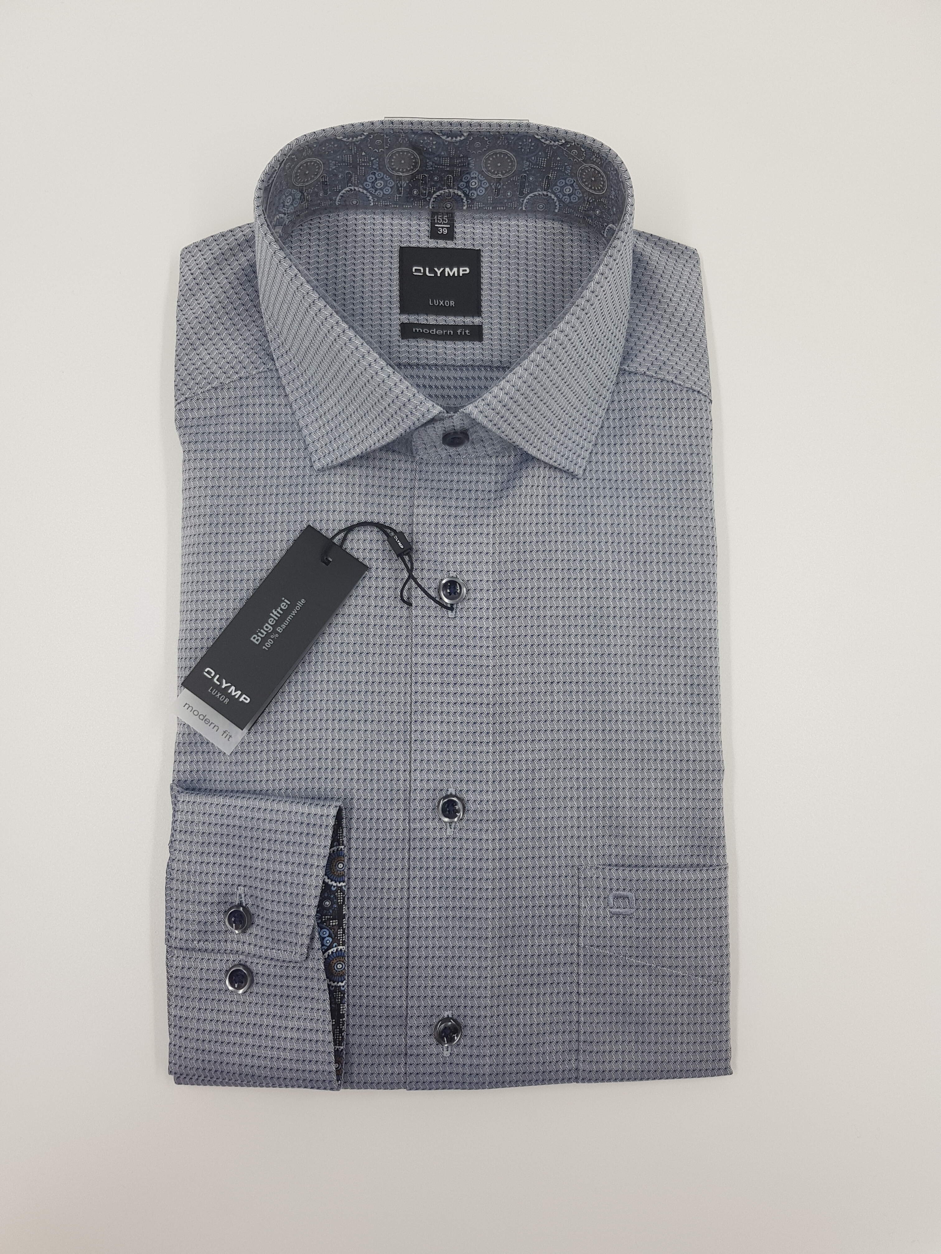 OLYMP Luxor Hemd modern fit blau Bügelfrei 100 % Baumwolle Verschiedene Größen