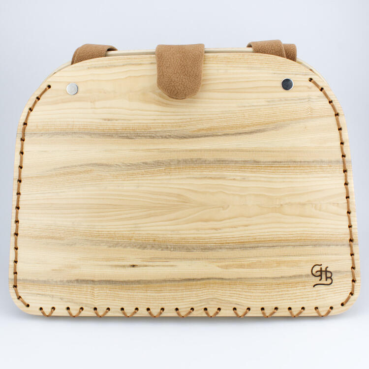 Holzhandtasche Fichte/Velour braun Handarbeit in der ...
