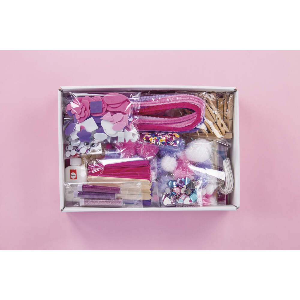 weiß//pink//lila Töne Box Mega-Bastelbox Unicorn 1.000 Teile