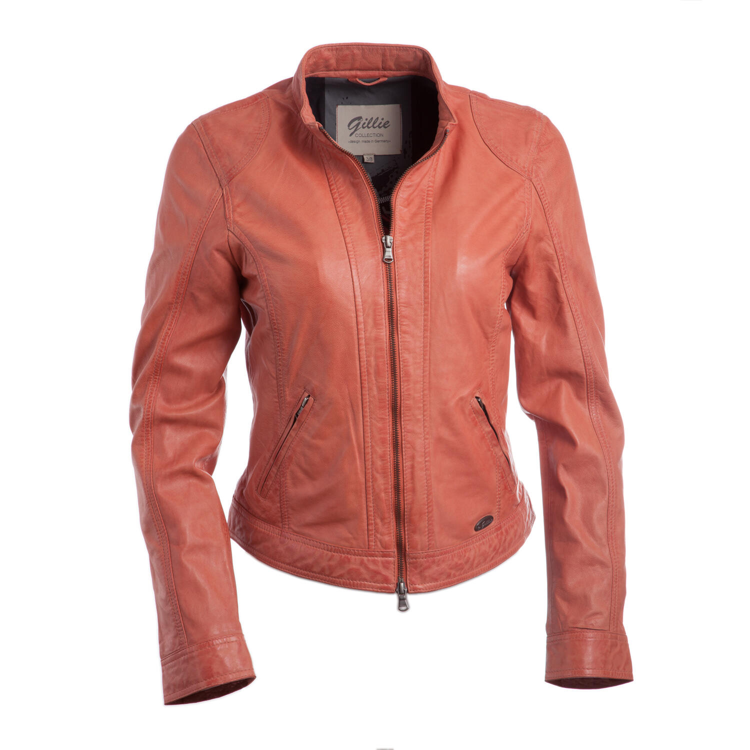 Manila Damen Lederjacke Biker Style Farbe Peach Gmunden Stilvoll Shoppen