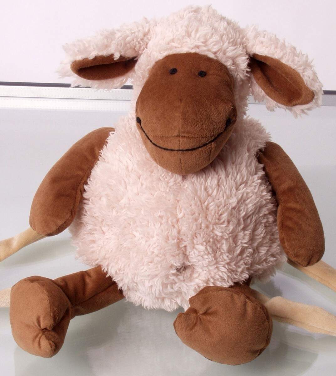 Kinder Rucksack Schaf meliert Plüsch Freizeit Gurt Verschluss Inware weiß 