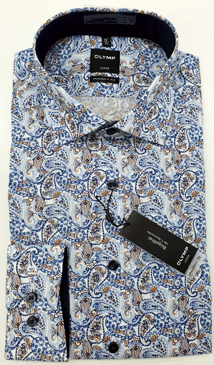OLYMP Luxor Hemd modern fit blau Bügelfrei 100 % Baumwolle Verschiedene Größen