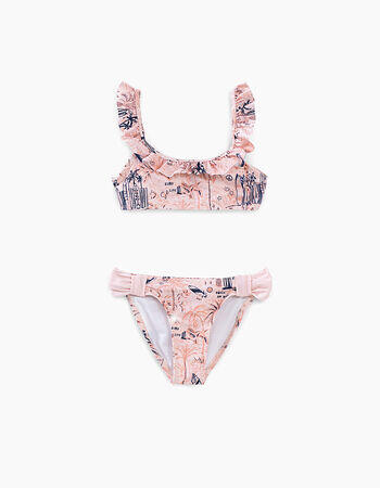 MAILLOT DE BAIN 2 PIÈCES ROSE PÂLE IMPRIMÉ FILLE IKKS Référence : XS69022-31