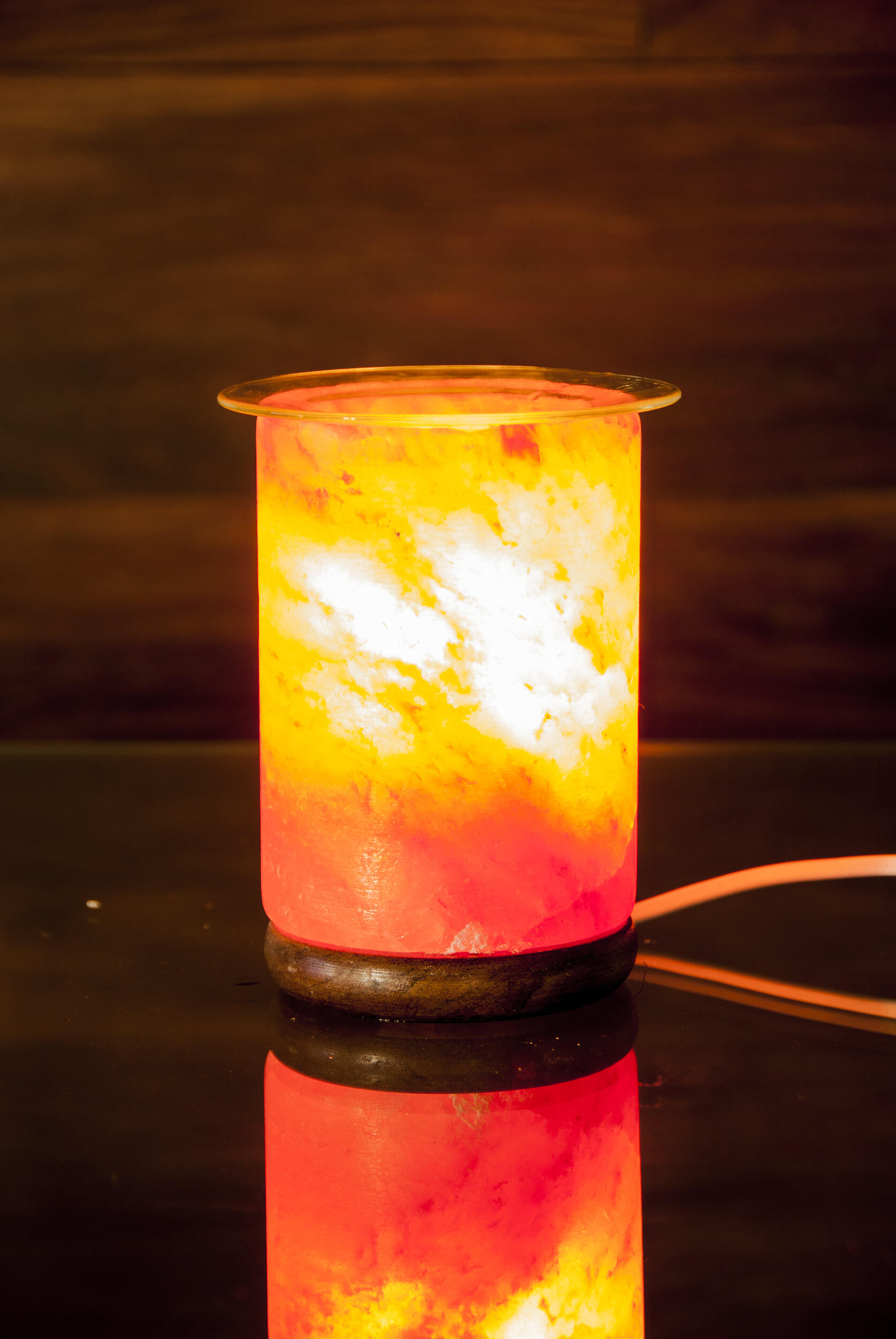 Lampe aromatique en cristal de sel, électrique avec plaque de verre