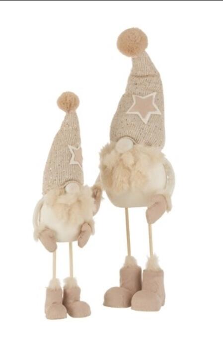 Pere Noel Xl Debout En Textile Beige Letzshop