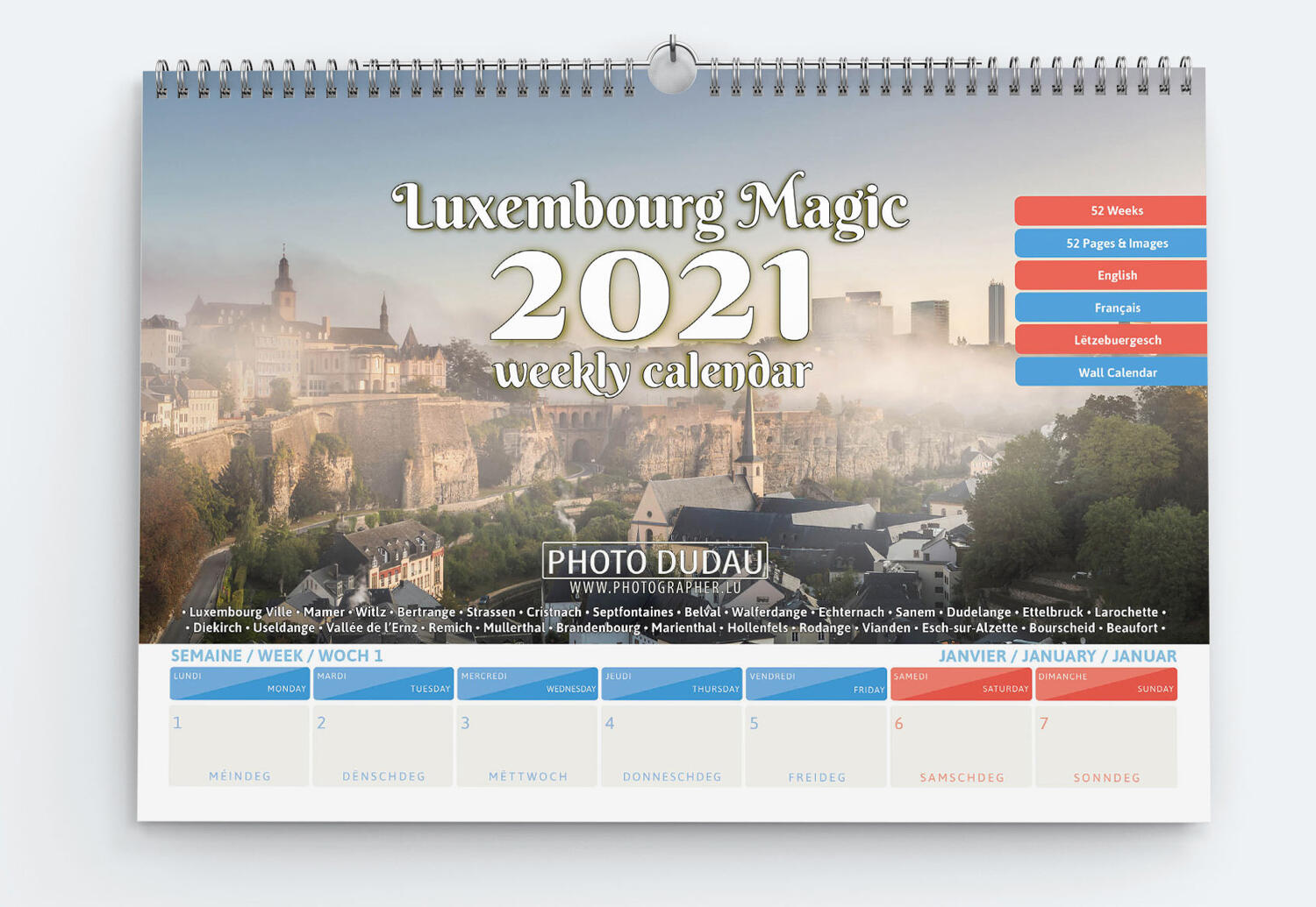 Photo Dudau Luxembourg Magic 21 Wandkalender Letzshop