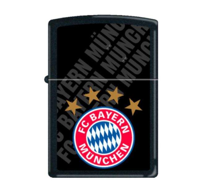 Metall Gasfeuerzeug FC Bayern München schwarz 