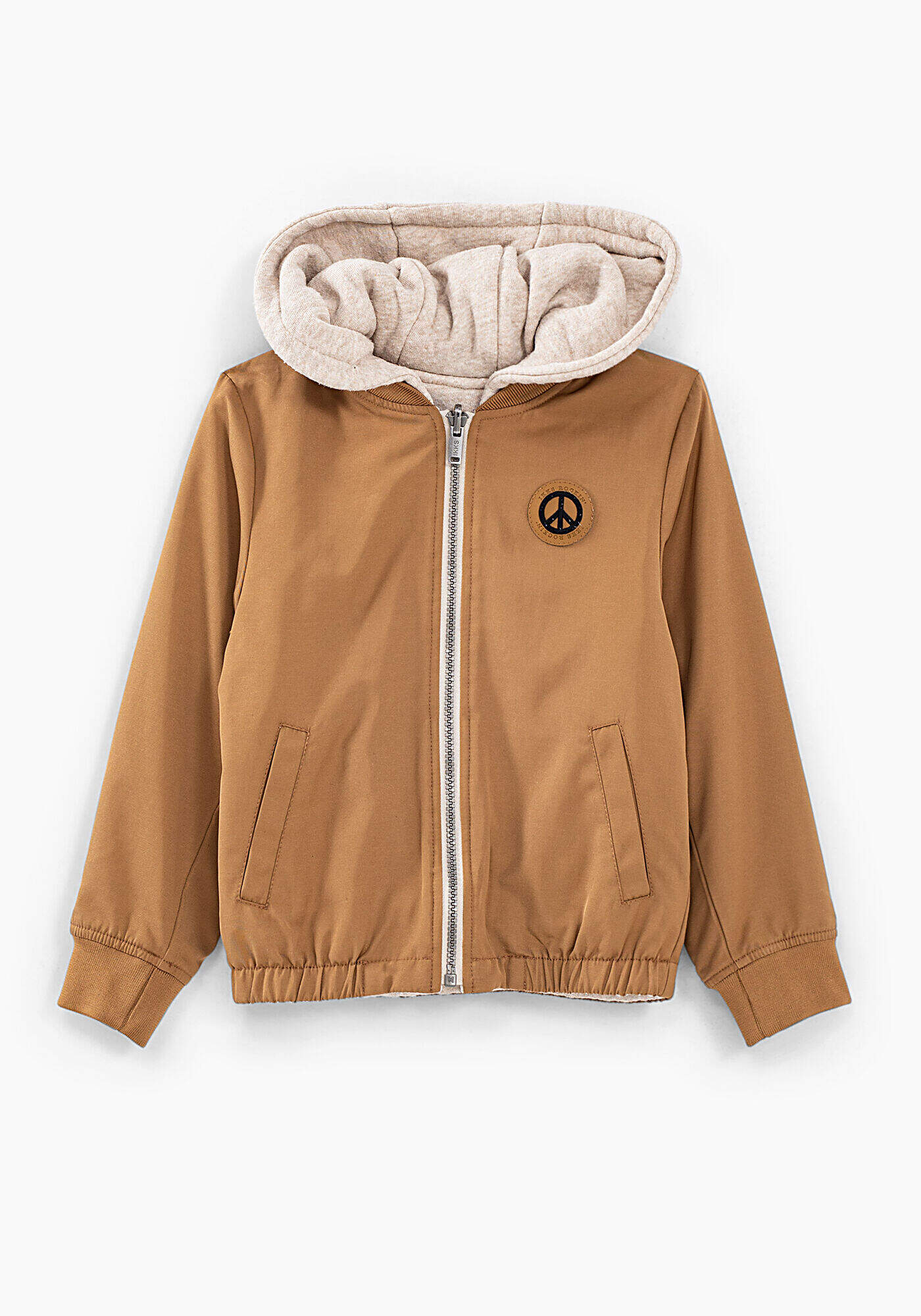 BLOUSON RÉVERSIBLE SIENNE ET BEIGE CHINÉ GARÇON XS41063-64 IKKS