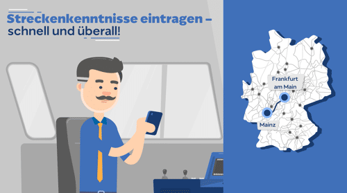 Triebfahrzeugführer trägt seine Streckenkenntnis in GPS-S ein. Er kann die Streckenkenntnis auch während der Fahrt aufzeichnen.